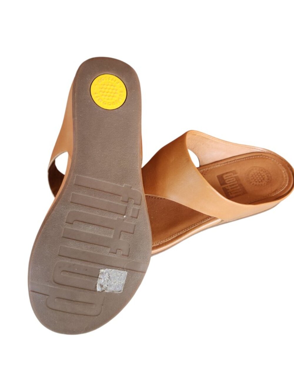 FitFlop Banda Brown Leather Toe Post Sandals Womens Size 7 Comfort Flip Flops - Picture 8 of 8